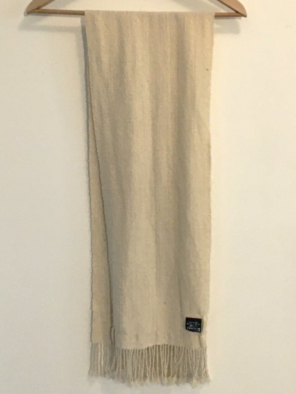 Off-white alpaca fringed scarf